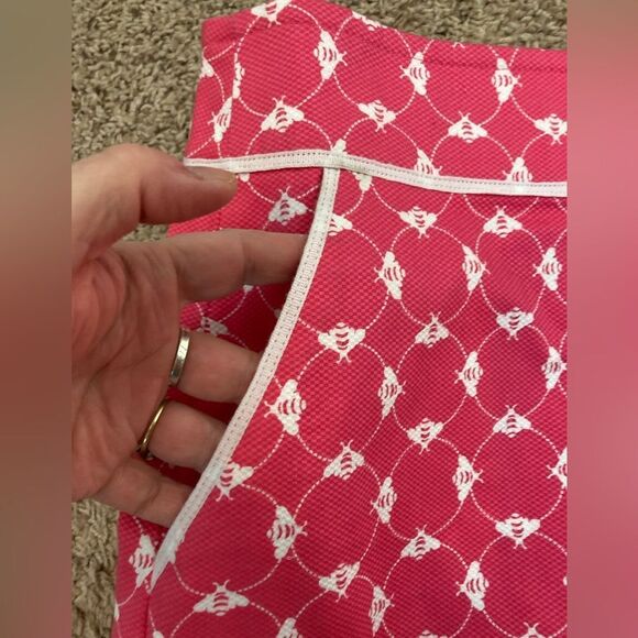 Talbots NWT Bright Pink Bee Print w/white trim & pockets crisp cotton pique - Picture 3 of 9